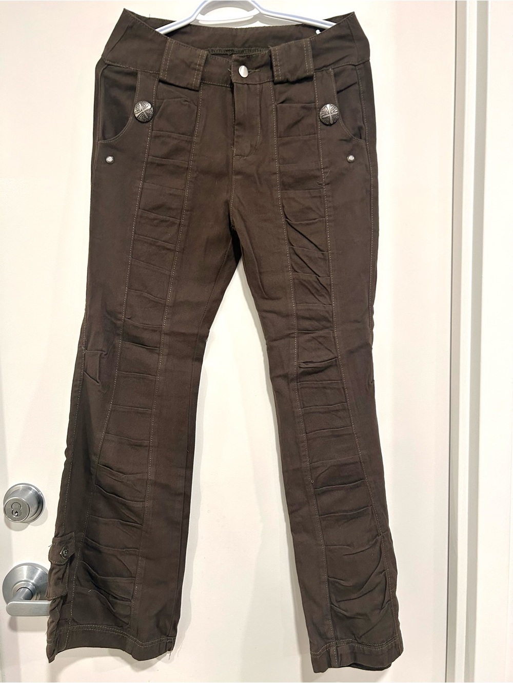 Y2K Goth Flare Pants with Metal Detailing